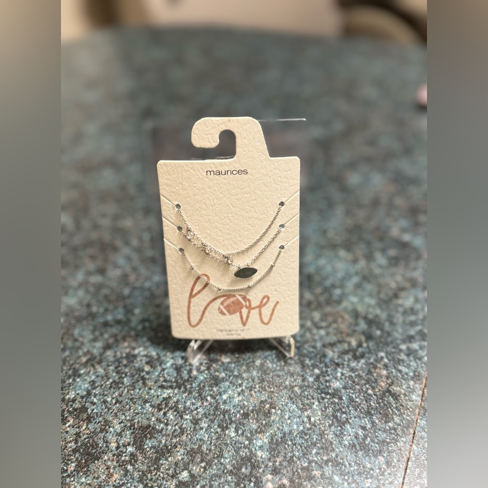 Silver Love Football Necklaces